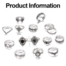 ARH 15-Piece Rings Set Gold Aesthetic, Rings Women, Boho Ring Gold Rings Set Crystal Finger Rings Fashion Ankle Rings for Women and Girls, Rings Set, Ankle Ring Set, Ring Set Gold, Waterproof