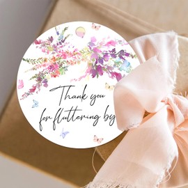 50Pcs Butterfly Thank You Tags Floral Butterfly Thank You Gift Tag with String Round Thank You Paper Tags Round for Women Butterfly Flower Engagement Wedding Party Floral Bridal Shower Party Supplies