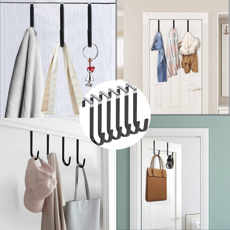 6 Pack Over The Door Hooks,with Rubber Prevent Scratches,Door Hangers