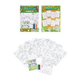HENBRANDT 2 x Dinosaur Colouring Sets with 8 Sheets and 6 Mini Colouring Pencils Each A4 Colouring Children’s Activity Packs Dinosaur Birthday Loot Bag Party Favours for Boys and Girls