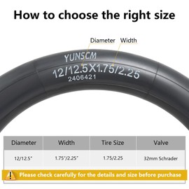 2-Pcs 12"/12.5" Heavy Duty Bike Tubes 12/12.5x1.75/2.25(12 1/2 X 2 1/4) AV 45/57-203 Inner Tubes Compatible with 12x1.75-2.25 12.5x1.75-2.25 12 ½ x 2 ¼ Kid Bike Bicycle Tire Tubes Schrader Valve