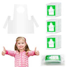 ETNRHP 30 Pieces Disposable Aprons Plastic Aprons for Kids Clear Smocks Disposable Waterproof Oil Proof Toddler Art Apron Children Cooking Apron for Painting Cooking Eating Teaching DIY Craft Picnic