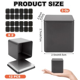 WOPPLXY 12 Pack Square Black Metal Tins, 6.5 Inch Small Tea Tin Canisters, 3 Oz Loose Leaf Tea Storage Containers with Airtight Lids, Square Tea Containers for Loose Tea, Herbs, Coffee, Cube Sugar