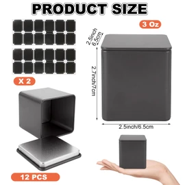 WOPPLXY 12 Pack Square Black Metal Tins, 6.5 Inch Small Tea Tin Canisters, 3 Oz Loose Leaf Tea Storage Containers with Airtight Lids, Square Tea Containers for Loose Tea, Herbs, Coffee, Cube Sugar