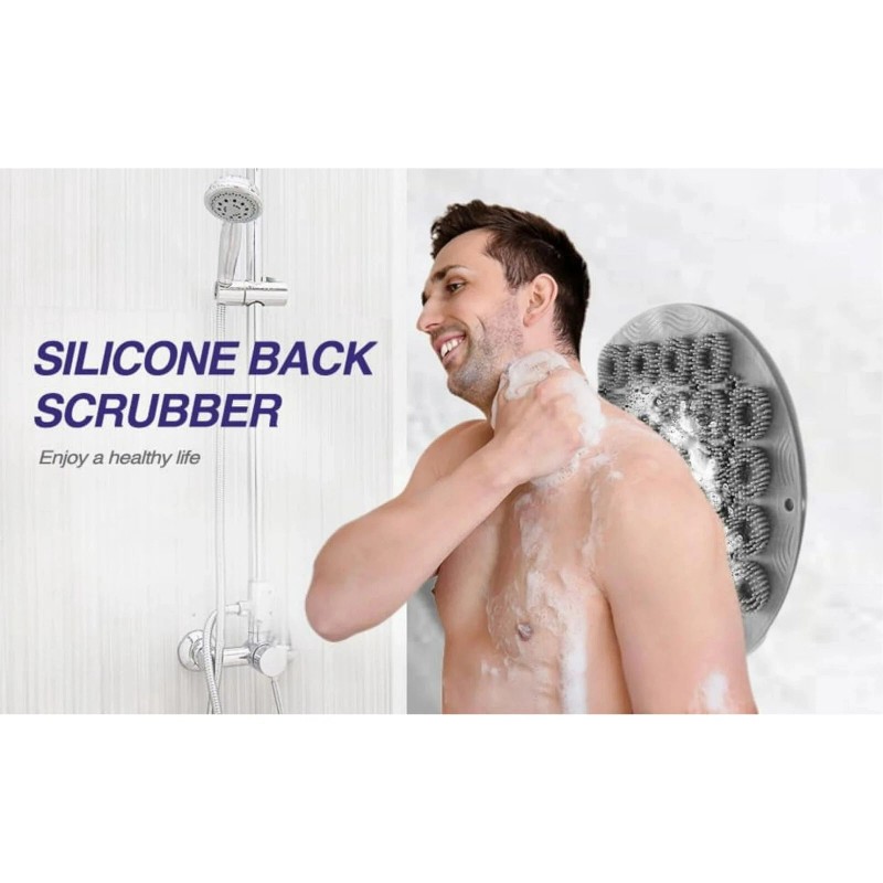 Nazarian Wall Mounted Shower Scrubber Back Foot Brush Hands Free
