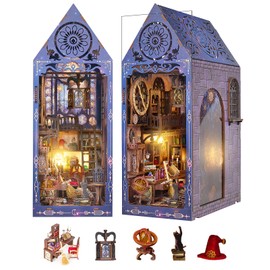 DIY Book Nook Kit,Magic Dollhouse Kit DIY Miniature House Kit for Adults Teens,Booknook Bookend Bookshelf Decor,3D Wooden Puzzle with LED & Dust Cover,Easter Halloween Home Decor Birthday Gifts
