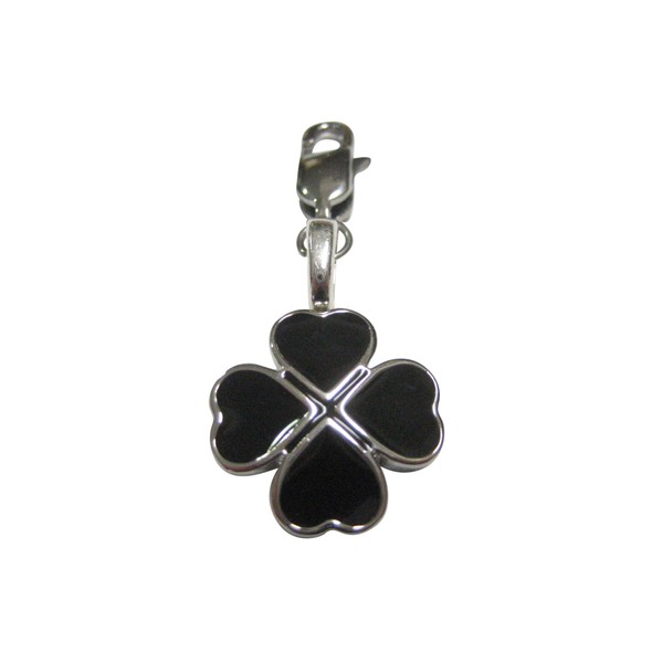 Kiola Designs Black Four Leaf Clover Pendant Zipper Pull Charm