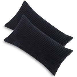 Kuscheli® Set of 2 Cushion Covers in Double Pack Cashmere Touch Fleece Pillow Slip, Sofa Cushion Pillowcase Pillowcases Couch Cushion, Colour: Black, Size: 2 x 40 x 80 cm