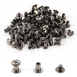 Chicago Binding Screws - 5mm x 4mm Binding Posts - 9.5mm Phillips Nut - Chicago Screw Binding Post Screw Kit for DIY Leather Decoration Scrapbook Photo Albums Bookbinding (Black Nickel, 50 PCS)