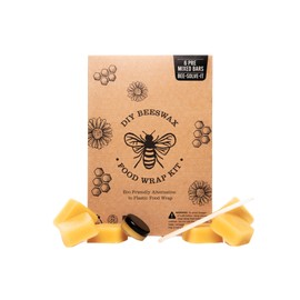 Made in USA DIY Pre Mixed Beeswax Wrap KIT- Made with Pine Resin, Beeswax & Jojoba Oil - Beeswax Wraps for Food- Make Your Own 6 Bees Wrap Sheets with 5 ml Pinon Salve for Sticky Fingers Square Shape