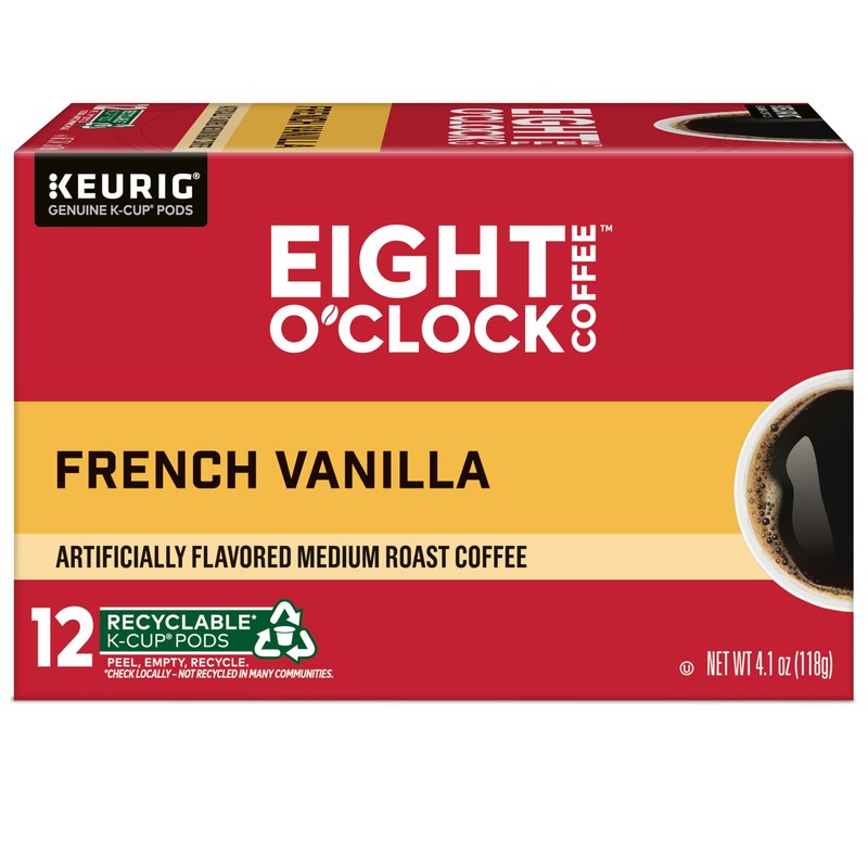 Eight O'Clock Coffee French Vanilla, Single-Serve Coffee K-Cup Pods, Medium
