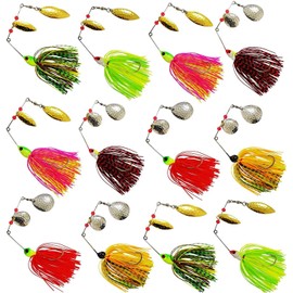 OROOTL Spinner Fishing Lure Lure Kit - Hard Metal Spinner Lures Multicolour Jig Hook Buzzbait Swimbaits for Pike Bass Trout Salmon Freshwater Saltwater