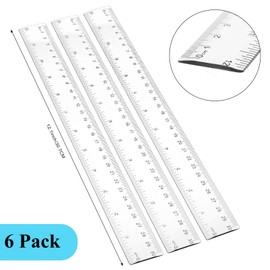 Zonon 6 Pieces 12 Inch Ruler Bulk Clear Plastic Flexible Rulers with Centimeters and Inches Ruler Straight Metric Ruler Drafting Measuring Tool for Classroom School Students Education