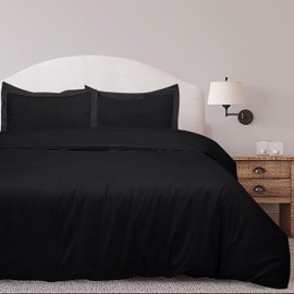 ROYALE LINENS Black Duvet Cover Full Size - 3 Piece Bedding Comforter Covers - Zipper Closure - 1 Full Duvet Cover 80x90 inches and 2 Pillow Shams - No Comforter Included