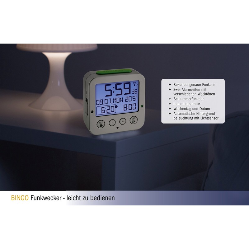 TFA Dostmann 60.2528.01 Bingo Radio-Controlled Alarm Clock