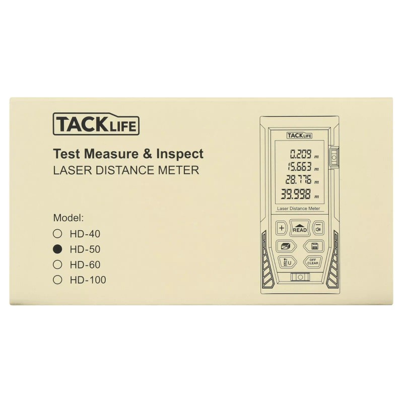 Tacklife Laser Distance Meter 164' HD-50 Test Measure& Inspect
