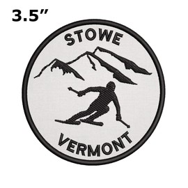 Stowe, Vermont Skier Embroidered Premium Patch DIY Iron-on or Sew-on Decorative Badge Emblem Vacation Souvenir Travel Gear Clothes Appliques Wildlife Explore Nature