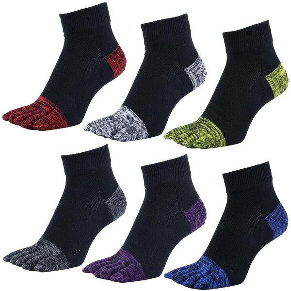 Asuka Men's 5-Toe Socks, Thick Bottom Pile, 100% Cotton, Ankle