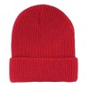 Solid Red Watch Knit Cuffed Stocking Cap Winter Hat Braided