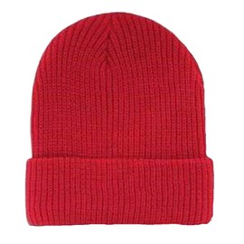 Solid Red Watch Knit Cuffed Stocking Cap Winter Hat Braided Durable Beanie Military