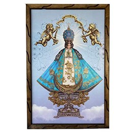 Virgen De San Juan De Los Lagos Imagen en Cuadro Rùstico De Madera 36"X24" Our Lady of Saint John of The Lakes Wooden Rustic Frame,New