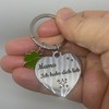 WOO MANTO Heart Keyring with Clover Leaf Pendant, Mama, Ich