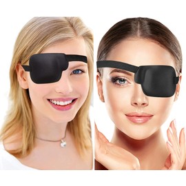2Pcs 3D Eye Patches for Left and Right Adults Adjustable Eye Adjustable Medical Eyepatch for Lazy Eye Large Black (Left Eye + Right Eye)