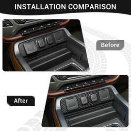 PDKLIN Center Control Console USB Socket Panel Trim, Power Supply Panel Cover Compatible with Chevy Silverado/GMC SIERRA 2014 2015 2016 2017 2018, Carbon Fiber Grain, Interior Accessories