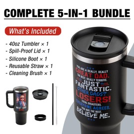 Winzsox Fathers Day Gift from Daughter, Gifts for Dad from Son - Dad Birthday Gift Ideas, Best Dad Ever Gifts, Christmas Presents for Dads - 40oz Trump Tumbler with Handle Dads Cup Mug