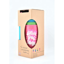 Sorority Shop Theta Phi Alpha Color Changing Cups - Pack of 4 Reusable Cups with Lids and Straws, Theta Phi Alpha Cup, Perfect Size 24 Oz Tumbler Cups, Mix and Match Lids With Cool Retro Design