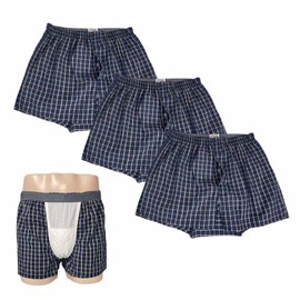 YingXue 3-Piece Incontinence Pants, Men's, Absorbs Up to 7.8 fl oz (200 cc), Men's, Urine Leak Pants, Large Absorption Area, Incontinence Protection, Gentleman's Leak Pants, Boxer, Urine Leak