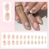 Rchovsam Fall Almond Press on Nails Short Fake Nails Gold