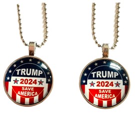Trump 2024 SAVE AMERICA Presidential Election Collectible Necklace 2 PC/Set
