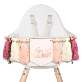 Raoformi One Silly Goose High Chair Banner - Goose Theme 1st Birthday Decorations for Girls,Wildflower Pink One Highchair Banner ,Goose Garland Photo Props