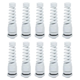 QUARKZMAN Pack of 10 Waterproof Cable Gland, M12 Nylon Coil Spring Strain Relief Cable Joint with Seal for 3-6.5 mm Wire Thread Cable Attachment and Devices, White