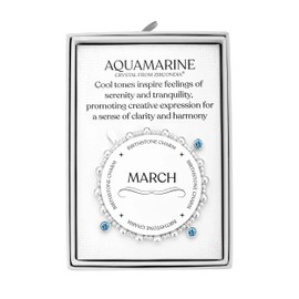 Philip Jones March (Aquamarine) Birthstone Stretch Charm Bracelet with Quote Gift Box