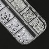 1 Box/12 Grid Nail Art Rhinestones, White Beads for Nails,