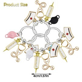Amexo 4 Pieces Nurse Keychain Gifts, Nurse Keyrings Set Keychains for Doctors Student Nurse Gifts with Nurse Accessories Pattern for Nursing School Graduation Nurses Day Gift