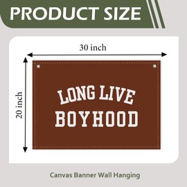 BONETAT Long Live Boyhood Boys Room Decor - Linen Nursery Banner for Toddler Room Decoration, Farmhouse Kids Wall Hanging, Canvas Banner Flag for Baby Shower, Birthday Gift - A06