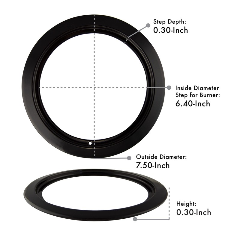 Range Kleen P1056RGE8 Style D Black Porcelain 4-Pack Drip Pans