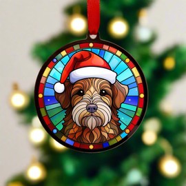Image Industry Welsh Terrier in Santa Hat Suncatcher Decoration - Christmas Tree Bauble - Dog Lovers - Stocking Filler - Baubles