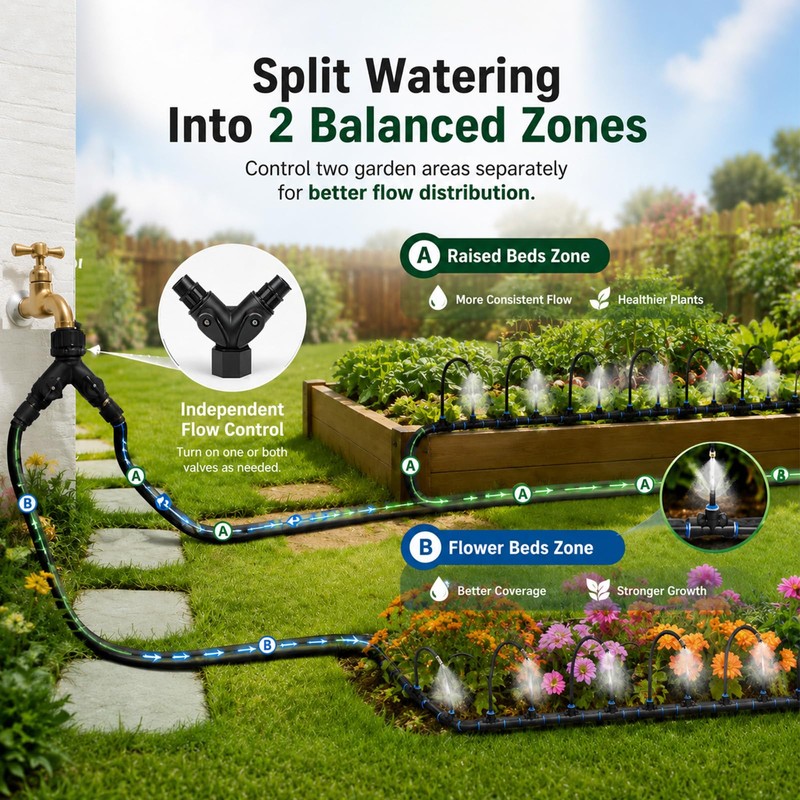 Apgooface 5/16" Drip Irrigation System 100 ft with 20-Pcs 360°