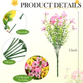 15PC Artificial Flowers, UV Resistant Fake Outdoor Plants, Realistic Phalaenopsis Orchids, Eucalyptus Greenery Shrubs, Spring Summer Decor, Indoor Garden, Patio, Window Box, Kitchen, Home Decor