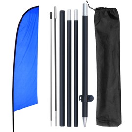 Yeload 7FT Blank Feather Flag Kit With Pole - Solid Color for Sublimation Business, Portable Aluminum Swooper for Outdoor Advertising (Blue)