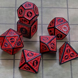 CiaraQ DND Polyhedral Dice Set for Dungeons and Dragons RPG MTG Role Playing Table Games-with 1 Dice Pouch (Red Engraved Dice)