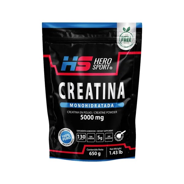Creatina Mono-hidratada 650gr Hero Sport 130 Servicios Sabor Sin sabor