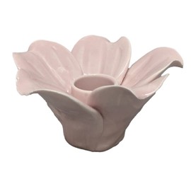 Pink Ceramic Candle Holder 5 Petal Flower Shape Taper Candle Wedding Table Decoration Dining Table Set of 4