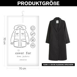 Wenrecu Hanging Vacuum Bags for Clothes, Pack of 6, 110 x 70 cm Vacuum Bags with Hand Pump, Space Saving Wardrobe Organiser, Vacuum Bags for Seasonal Clothing, Dresses, Suits, Coats, Jackets