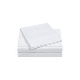 Charisma Percale Cotton 400 Thread Count Sheet Set, Full, White