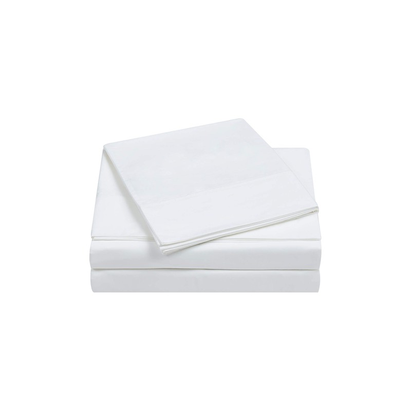 Charisma Percale Cotton 400 Thread Count Sheet Set, Full, White
